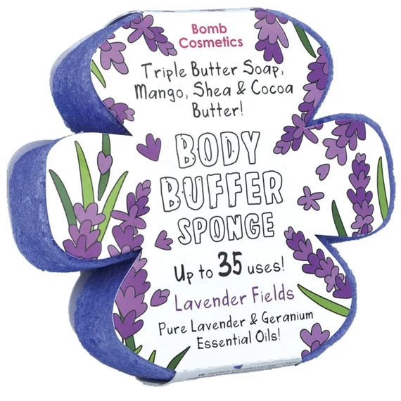 BOMB COSMETICS Levendulamező - Virágos Szivacsos Tusoló Radírszappan (165g)