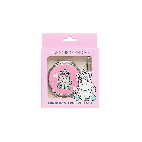 UNICORNS APPROVE Ajándék Szett: Tükör + Szemöldökcsipesz