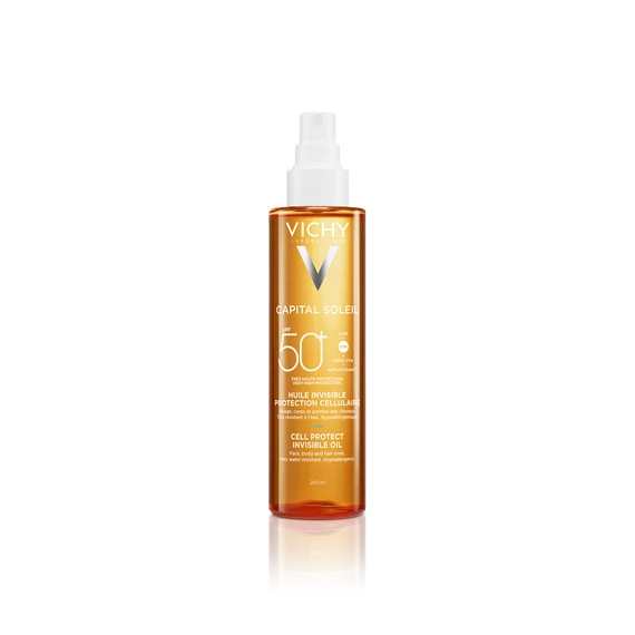 VICHY Capital Soleil Láthatatlan Olaj Arcra, Testre és Hajvégekre SPF50+ (200ml)