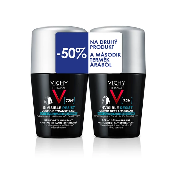 VICHY Homme Roll-On Deodorant Invisible Resist 72H DUO (2x50ml)