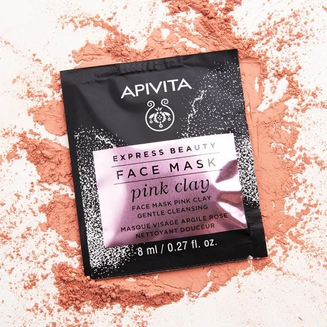 APIVITA Express Beauty Tisztító Arcmaszk Rózsaszín Agyaggal (2x8ml) - KIFUTÓ TERMÉK