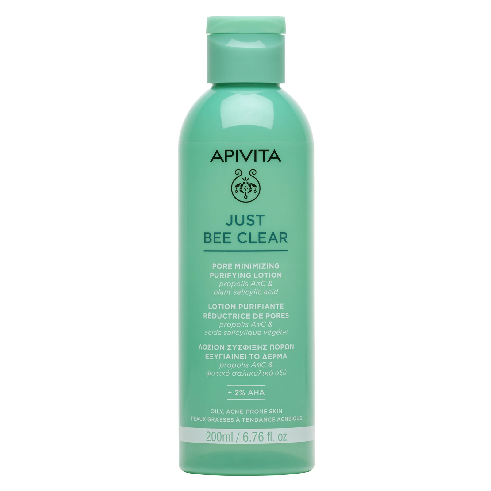 APIVITA Just Bee Clear Pórusösszehúzó Mélytiszító Lotion Zsíros, Pattanásokra Hajlamos Bőrre (200ml)
