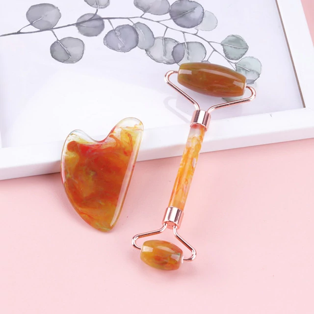 Masszázsroller Arcra + Ajándék Gua Sha Masszírozó (Mintás)