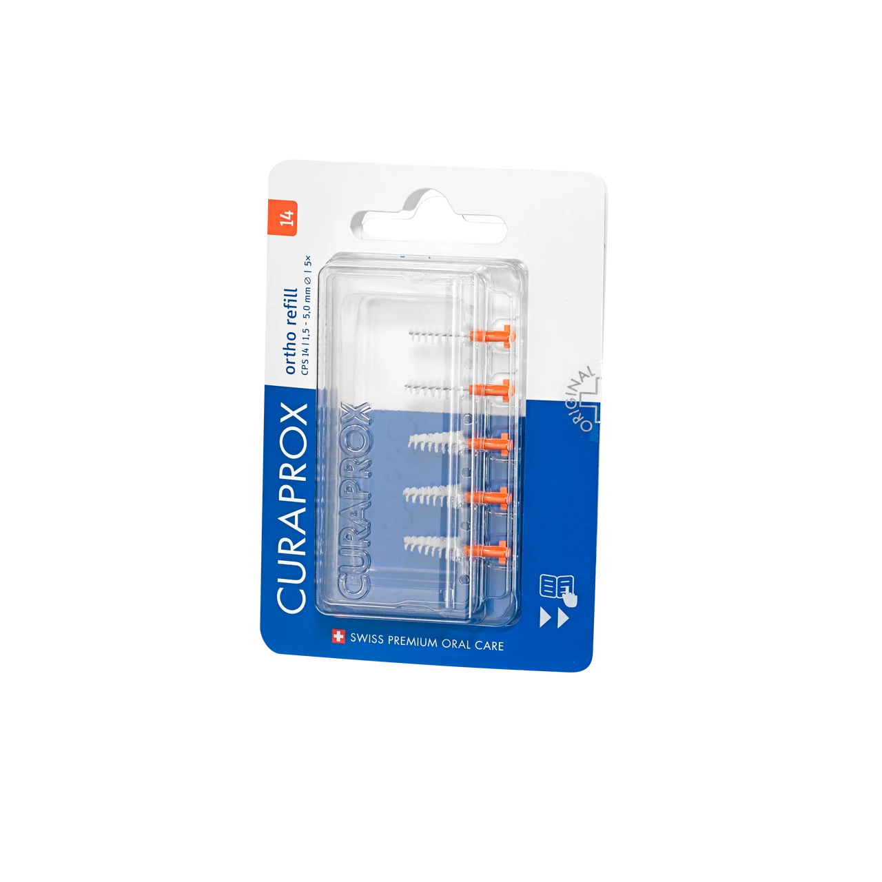 CURAPROX CPS 14 Ortho Narancssárga, Kúpos Fogköztisztító Kefe Utántöltő (4 db)