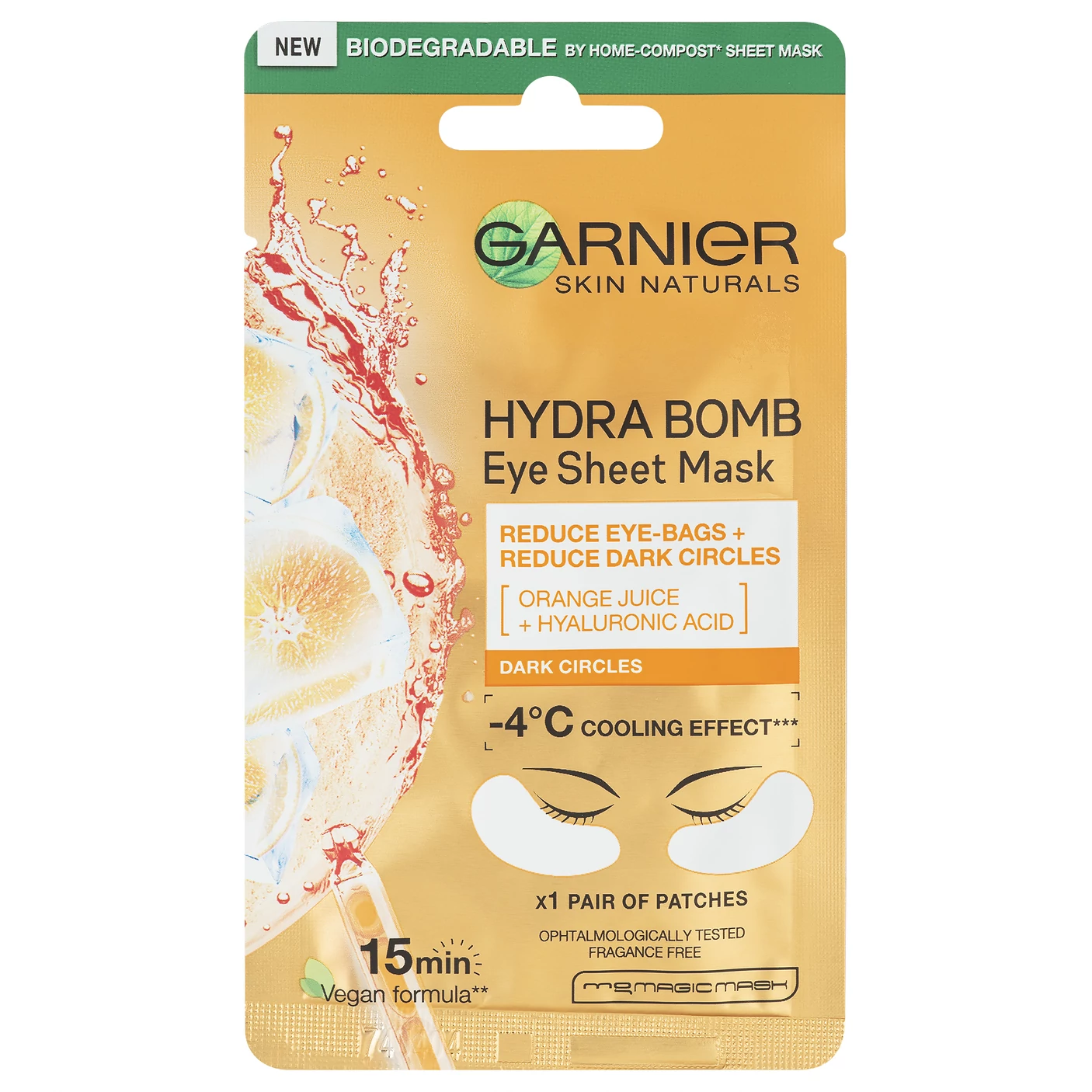 GARNIER Skin Naturals Tissue Mask Moisture + Energizáló Textil Maszk Szemkörnyékre