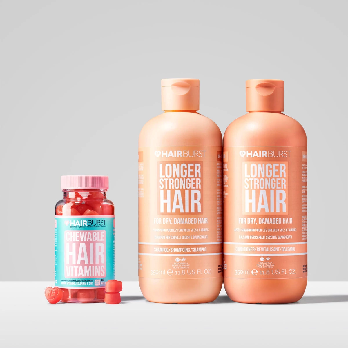HAIRBURST Hajnövesztő Csomag Rágható Hajvitaminnal Száraz Hajra (350ml)