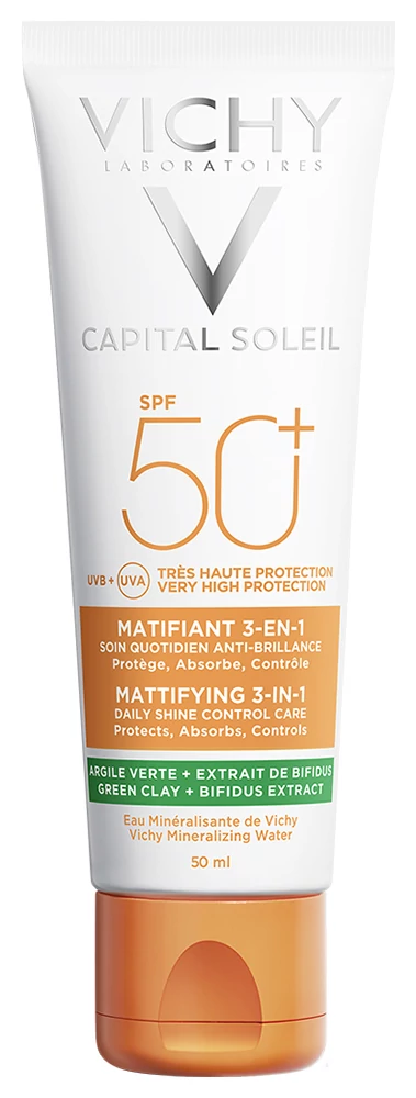 VICHY Capital Soleil 3in1 Mattító Fényvédő Krém Kombinált és Zsíros Bőrre SPF50+ (50ml)