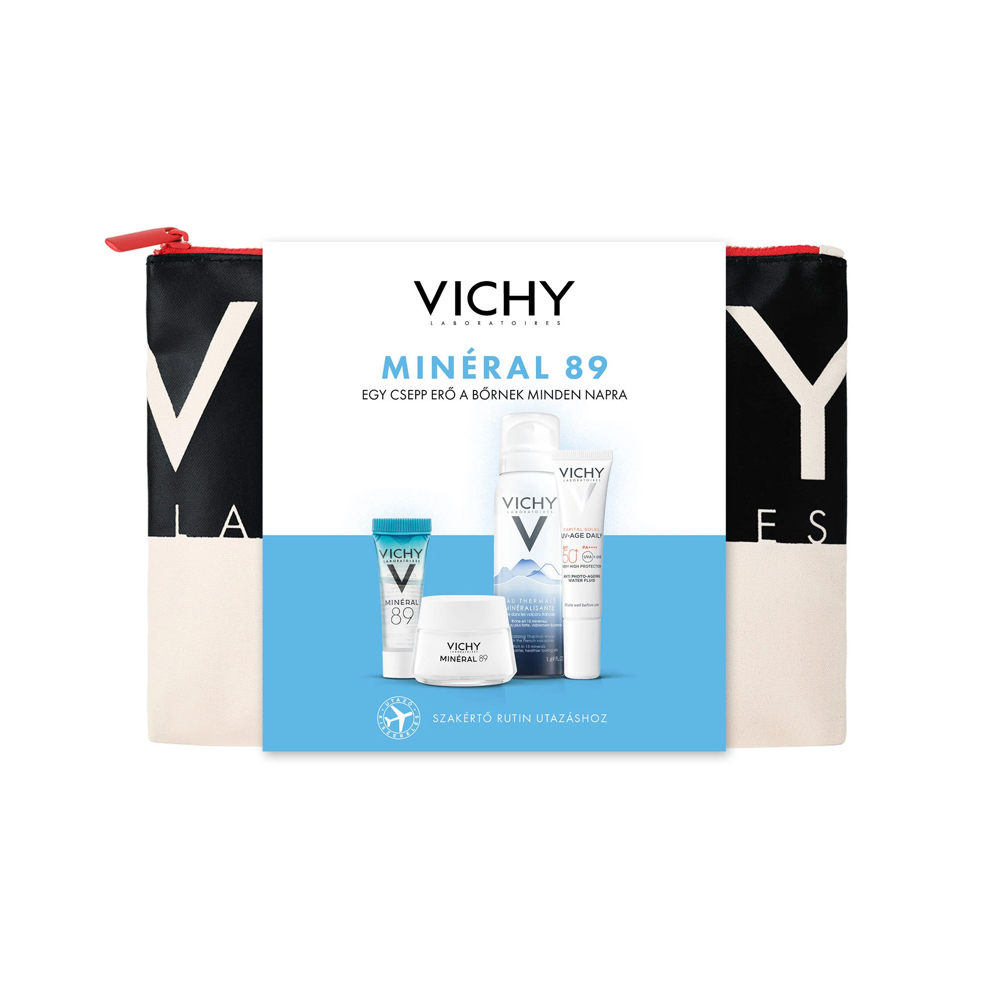 VICHY Mineral 89 Utazó Csomag 2024 (15ml+15ml+3ml+3x1ml+50ml)