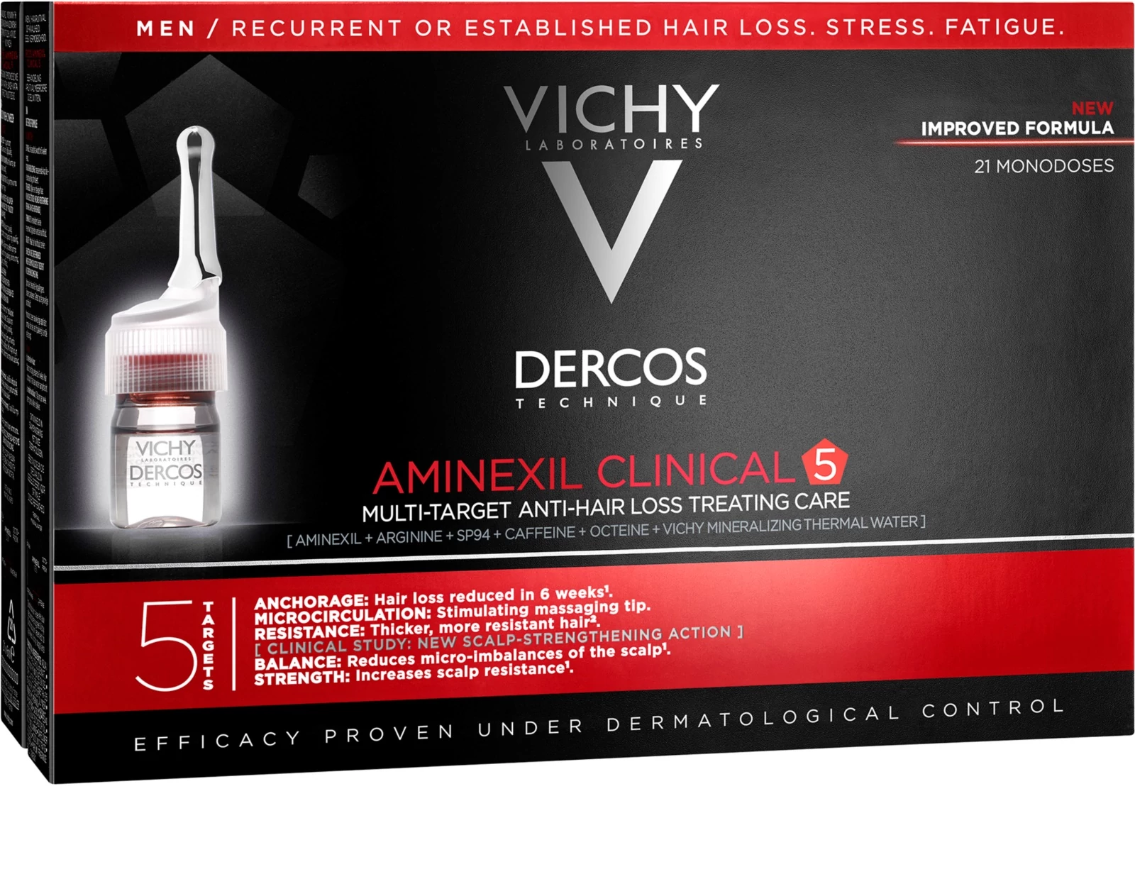 VICHY Dercos Aminexil Clinical 5 Célzott Ápolás Hajhullás Ellen Uraknak (21x6ml)